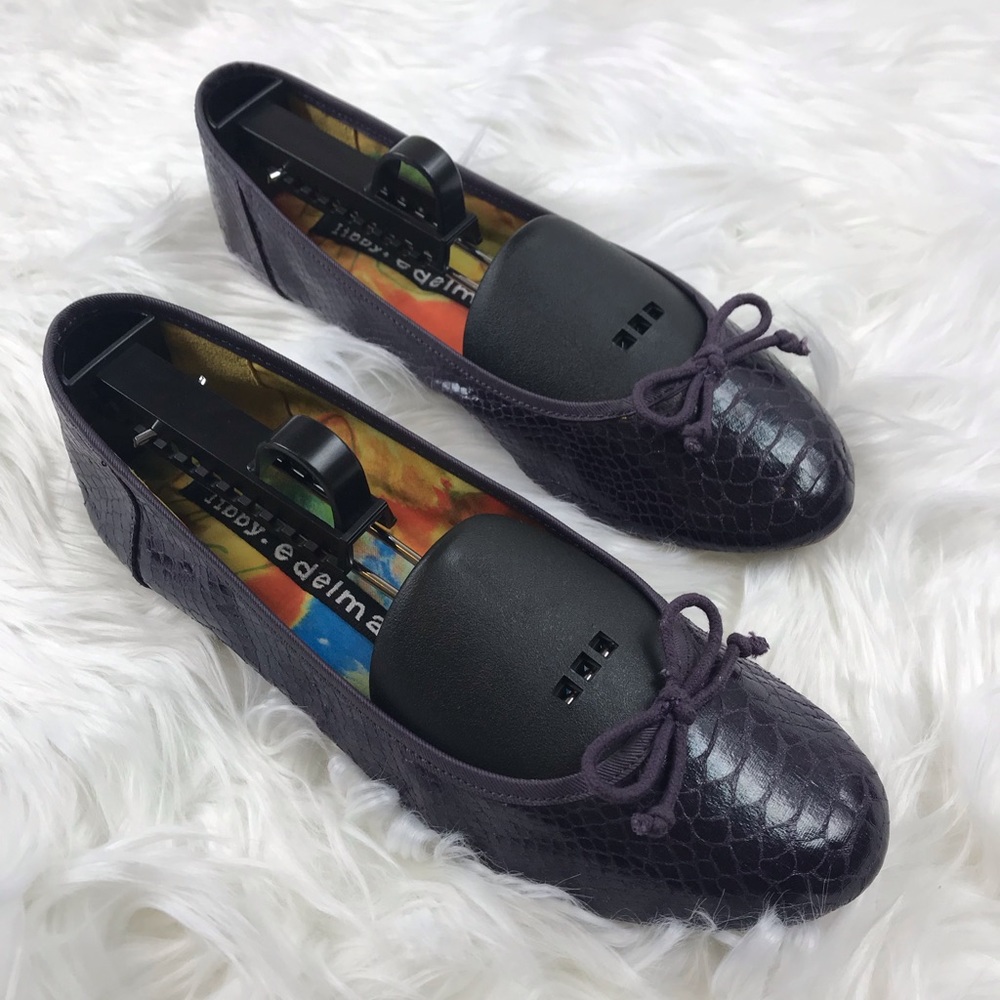 Libby Edelman Purple Snakeskin Flats